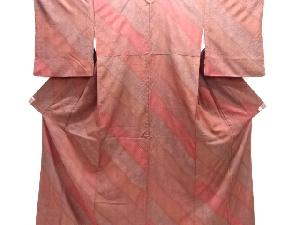 絞りよろけ縞模様縦節紬着物